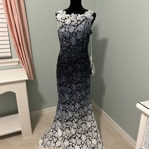 NWT Mon Cheri Montage Blue lace ombre gown size 10 • NEVER WORN OR ALTERED